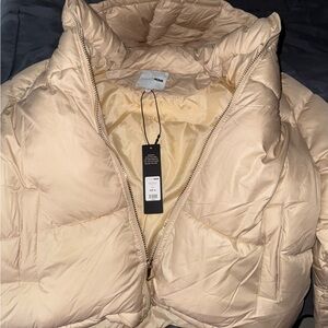 Fashion Nova Cream Quilted Puffer Jacket